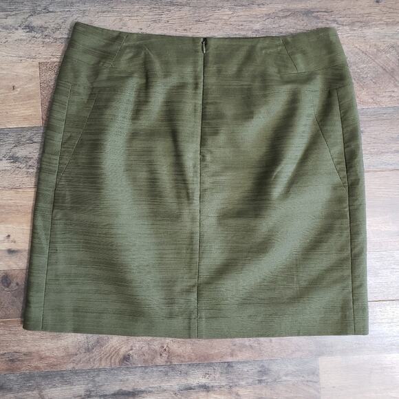 Ann Taylor Space-dyed Striped Pencil Zip Green Lined Mini Skirt Women's - Picture 5 of 12